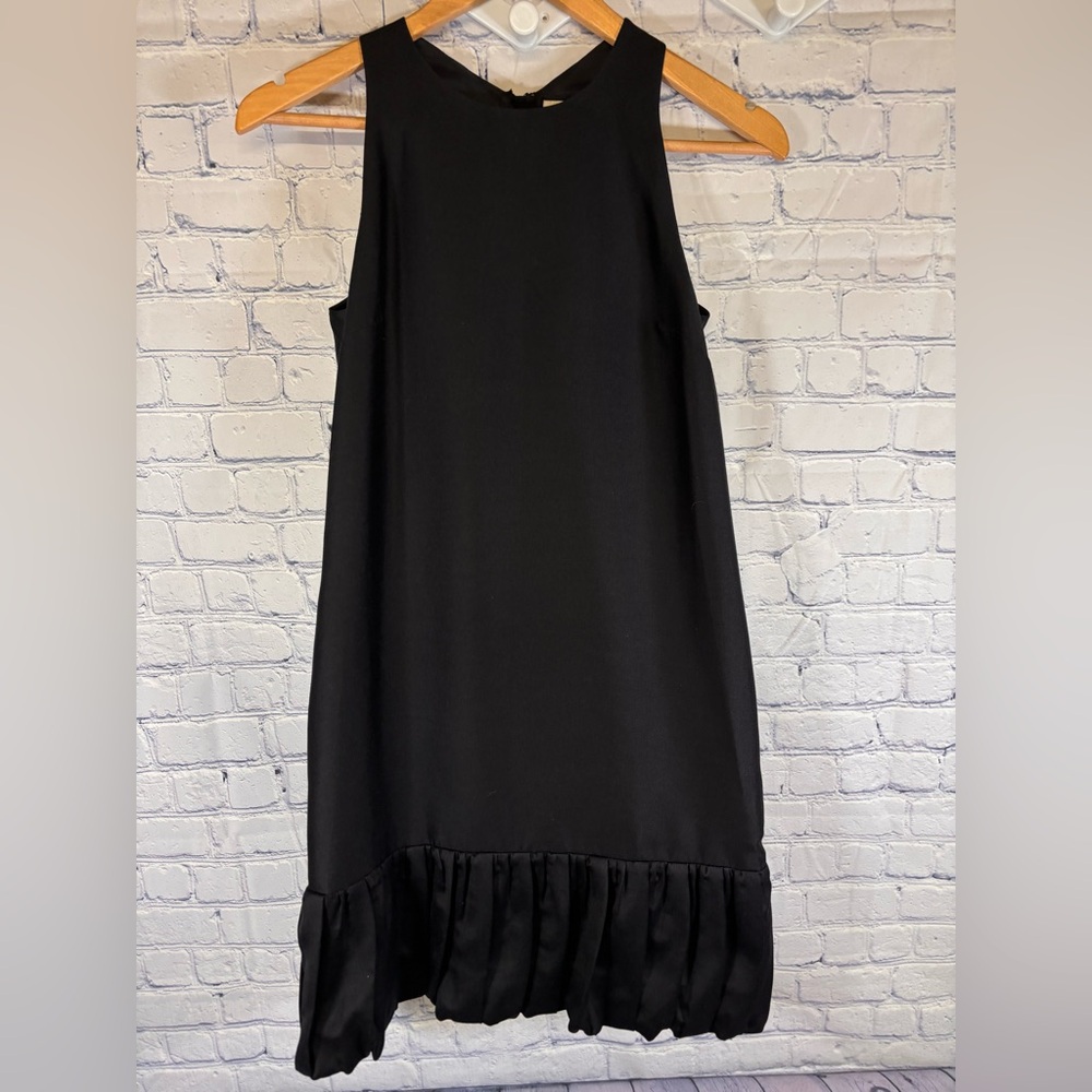 Anthropology Leifsdottir Black Cotton Silk Bubble Hem Wedding Formal Dress 0